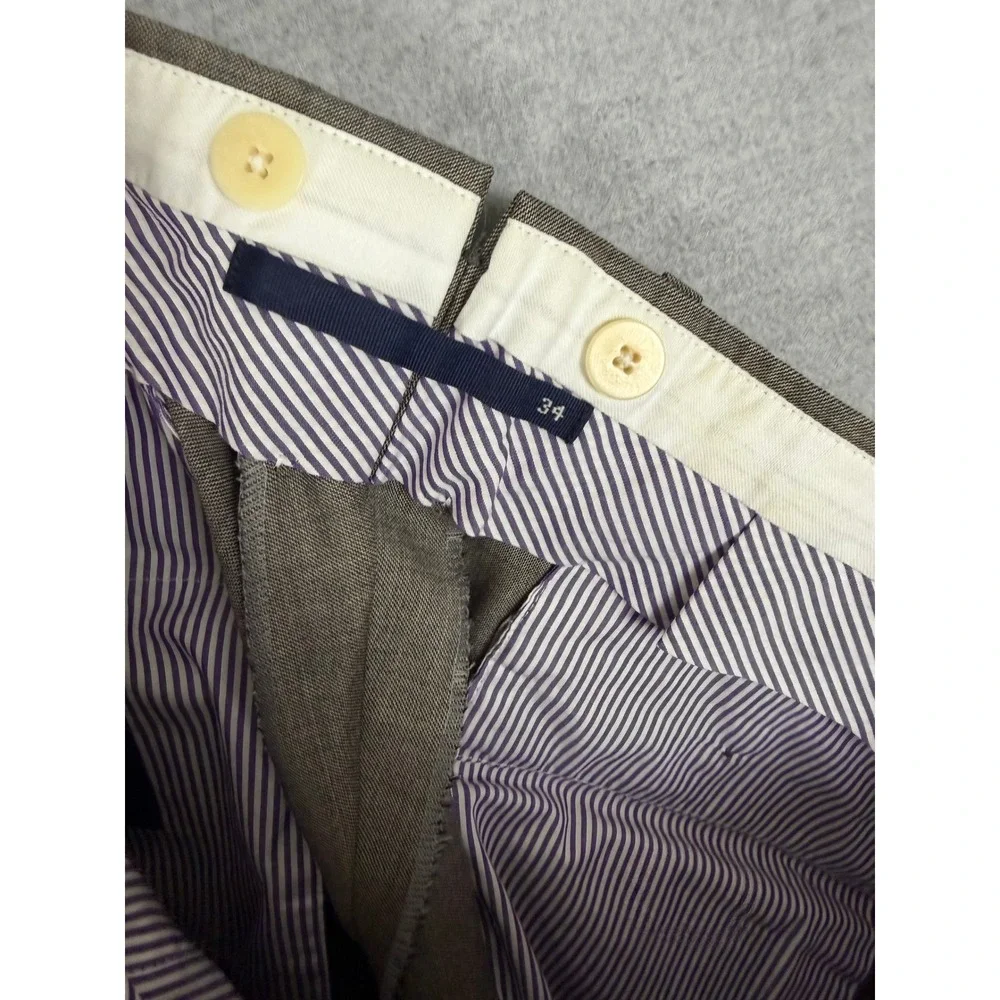 Incotex 1951 Mens Brown Super 100s Wool Sharkskin Dress Pants Italy Size 34